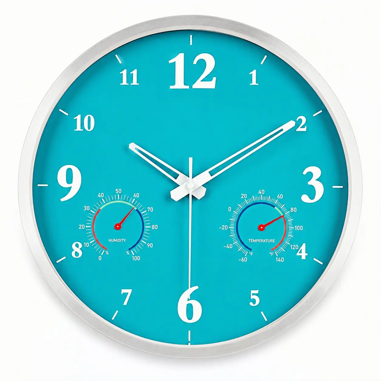 Waterproof Outdoor Wall Clock with Thermometer, Hygrometer - Aluminium Decor Piece for Pool Area, Patio - Traditional-Modern Design, Easy Installation