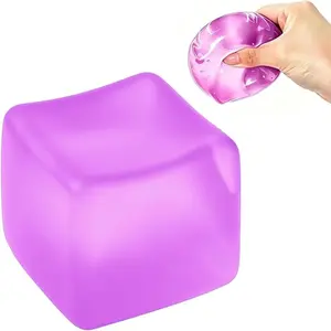 Stress-relief cube sensory toy, used to relieve anxiety and stress, slow-rising squeeze toy filled with thick plush material, slow rising squishy, ice cube-shaped stress ball, suitable for adults and childrens