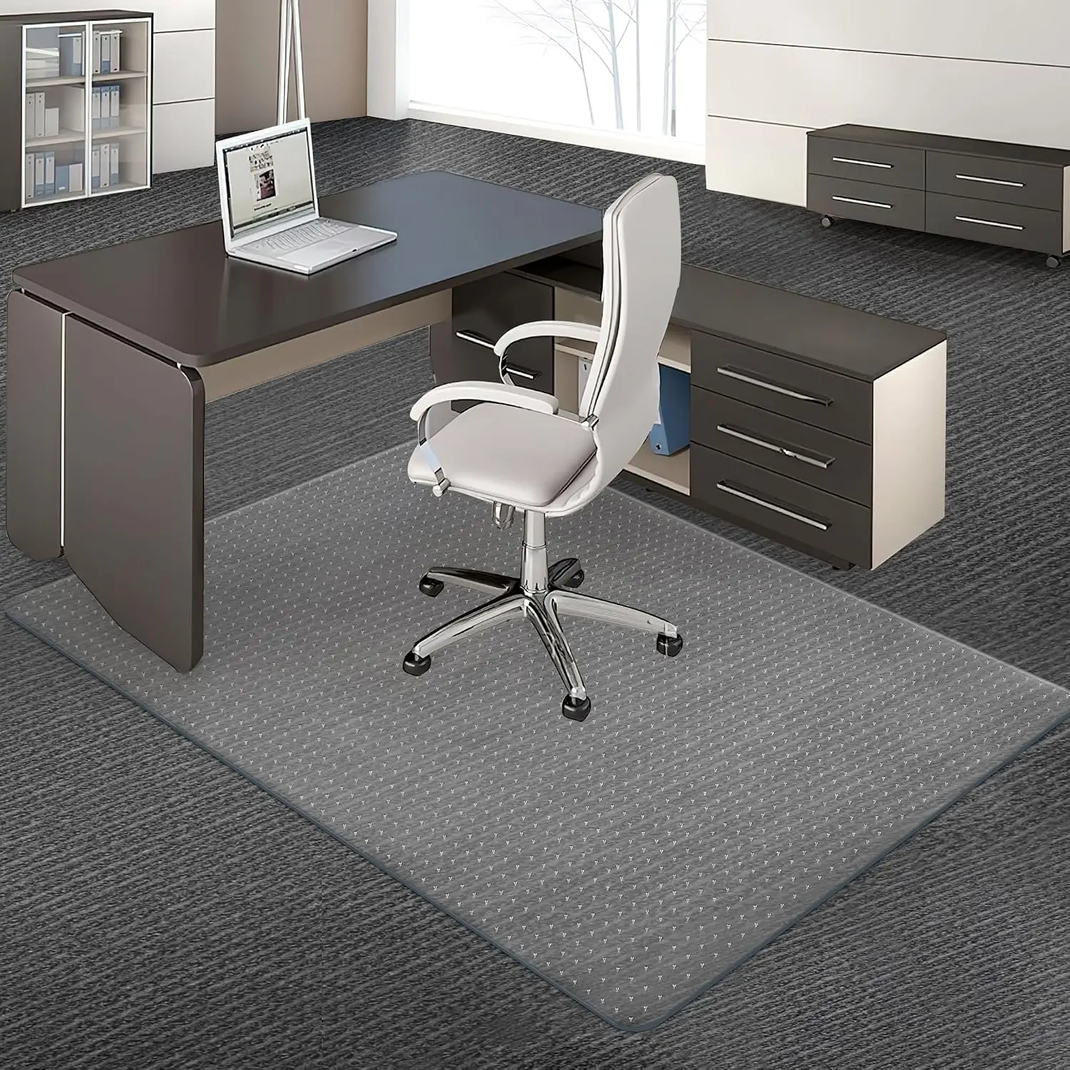 Office Chair Mat for Carpet, 48'' x 60'' Clear Floor Mat for Low and No Pile Carpeted Floors, Thick and Sturdy Carpet Protector for Work, Home, Gaming, Easy Glide and Flat Without Curling