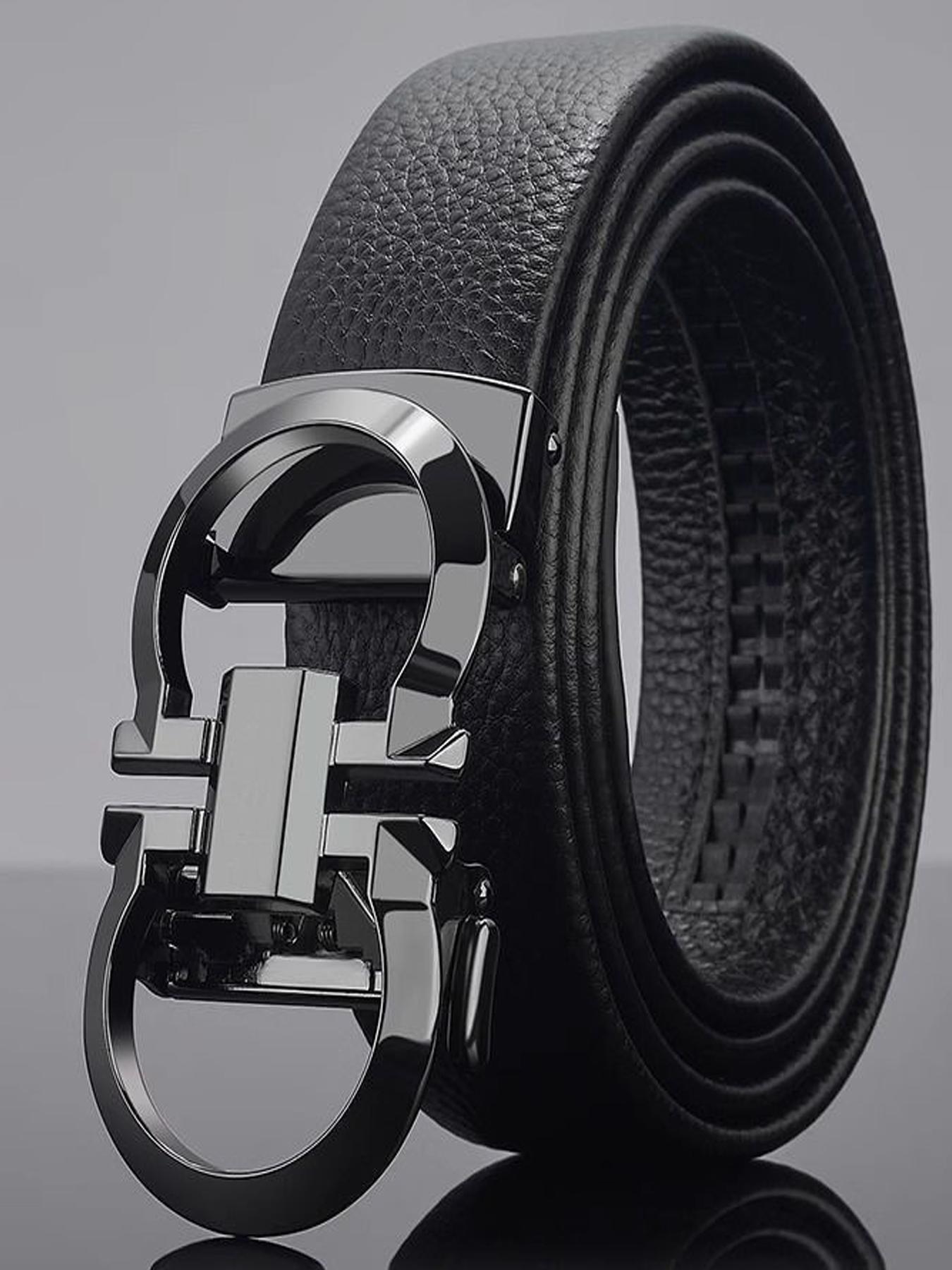 2026 New Arrival Men's PU Leather Belt, Automatic Buckle Business Casual Belt, All-Season Textured Design Men's Belt, Belt with Buckle
