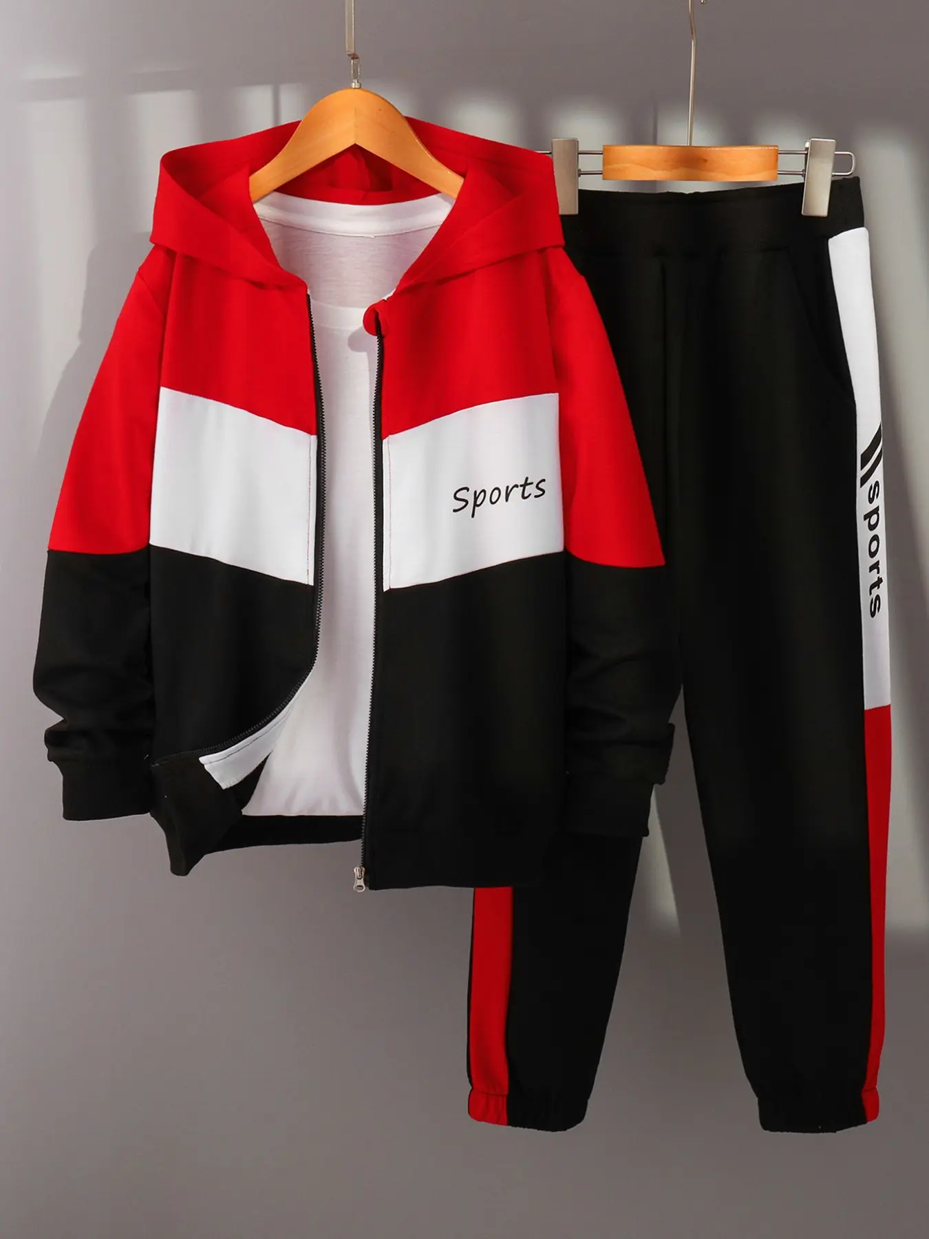 Boys' Autumn Winter Letter Print Hooded Zipper Long Sleeve Pants Set, Casual Sportswear 2-Piece Athletic Set for Middle School Boys