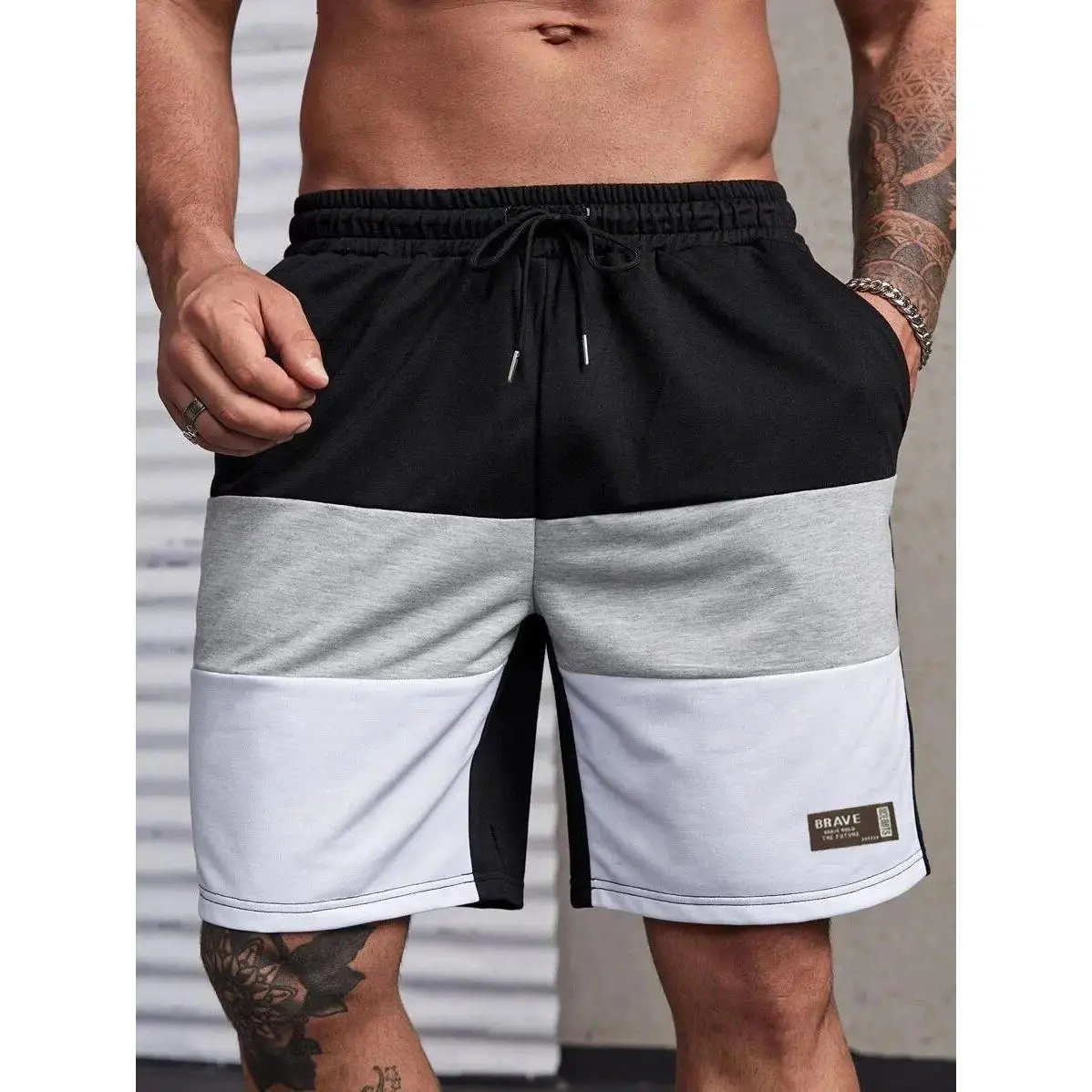 Lightweight Color Block Streetwear Shorts, essential shorts men, bottom clothes, clearance sale, fits for men, summer mens clothing, cotton shorts Menswear Casual