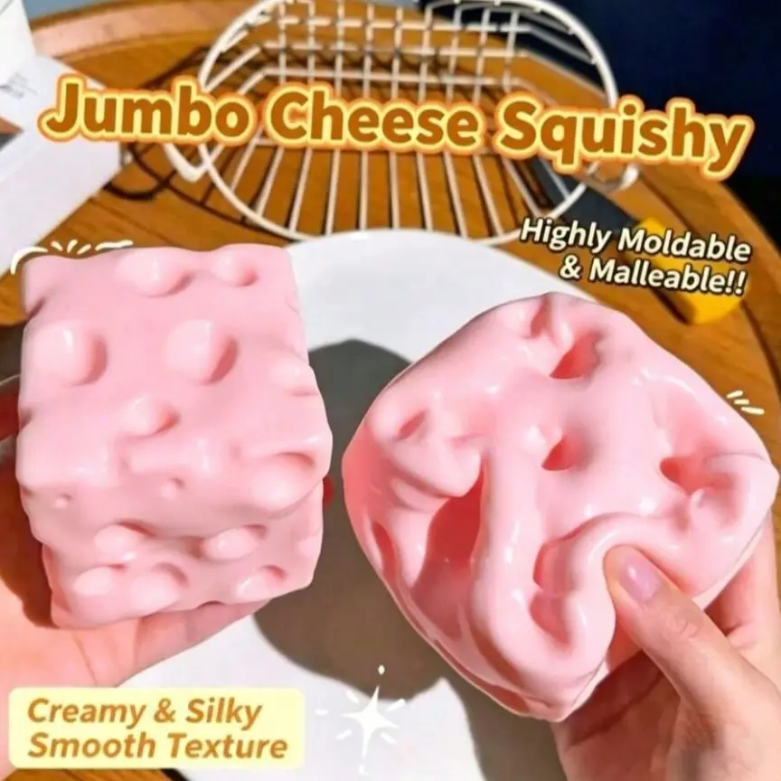 Cheese Block Stress Ball, Squeezeable, Non-Rebound, Sensory Stress Relief Gift, Soft Finger Toy, Slow Rebound, Sensory Squishy, Ideal for Adult Office Use