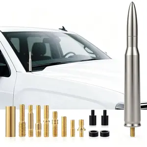 Stubby Bullet Car Antenna Replacement for Ford, Dodge, Chevrolet, GMC, Jeep, Toyota Trucks - 6061 Billet Aluminum, Black/Silvery/Golden, Compact, Durable, Easy-Install Automotive Electronic Accessory, Stubby Bullet Antenna