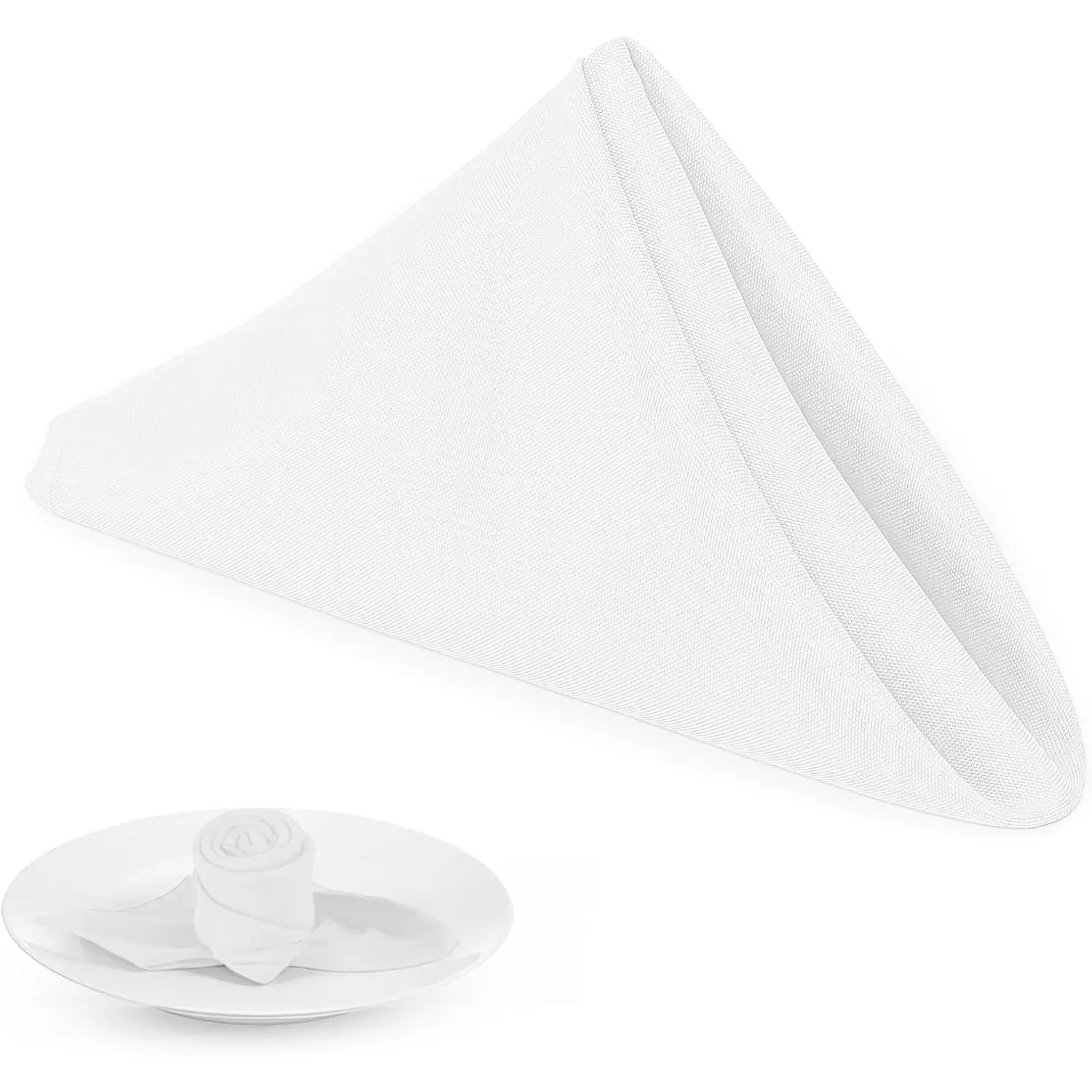 White Heavy Duty Cloth Napkins - 17 x 17 Inch Solid Washable Polyester Dinner Napkins - Set of 8 Napkins with Hemmed Edges - Great for Weddings, Parties, Banquets Dinner & More