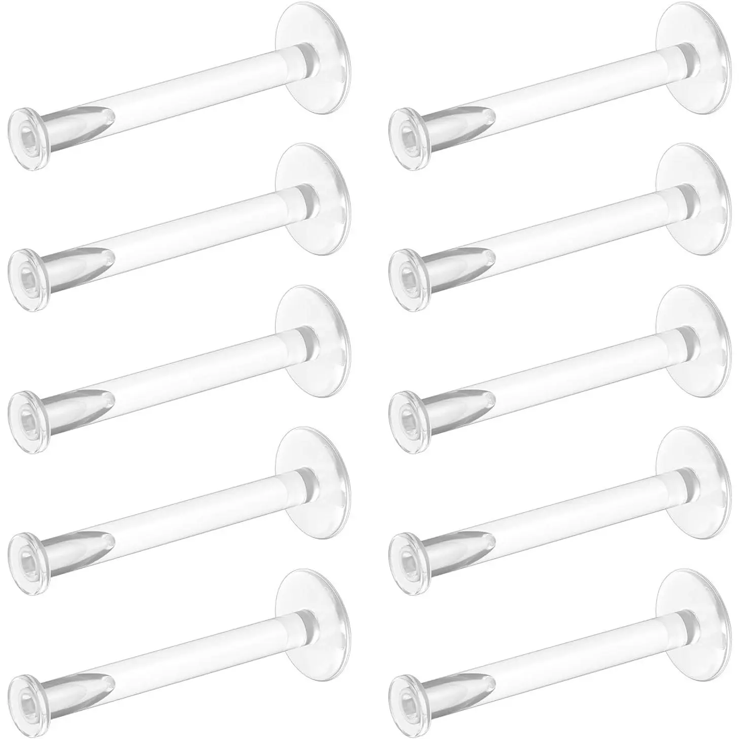 Bioflex Clear Earrings for , Work, School, , MRI - Clear   Labret Studs for Ears, Cartilage, Helix, Tragus, Lip, Medusa, Monroe - Flat Push-In Plastic Earrings (16g, 18g)  Retainers