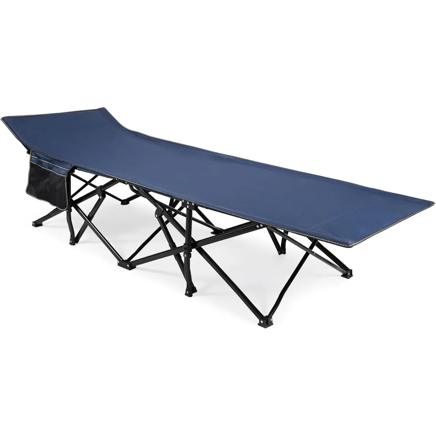 Oversized Heavy Duty Camping cots for Adults 500 lbs, Extra Wide Tall Portable Sleeping Cots, XL Cots for Outdoor or Indoor Office, Blue
