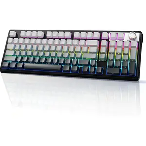 Mechanical Keyboard, Creamy Keyboard with Number pad & Knob, F98 RGB Backlight Hot-Swappable Side Printed PBT Keycaps, BT 5.0/2.4G/USB-C for , Laptop&PC Gaming, Black Gradient