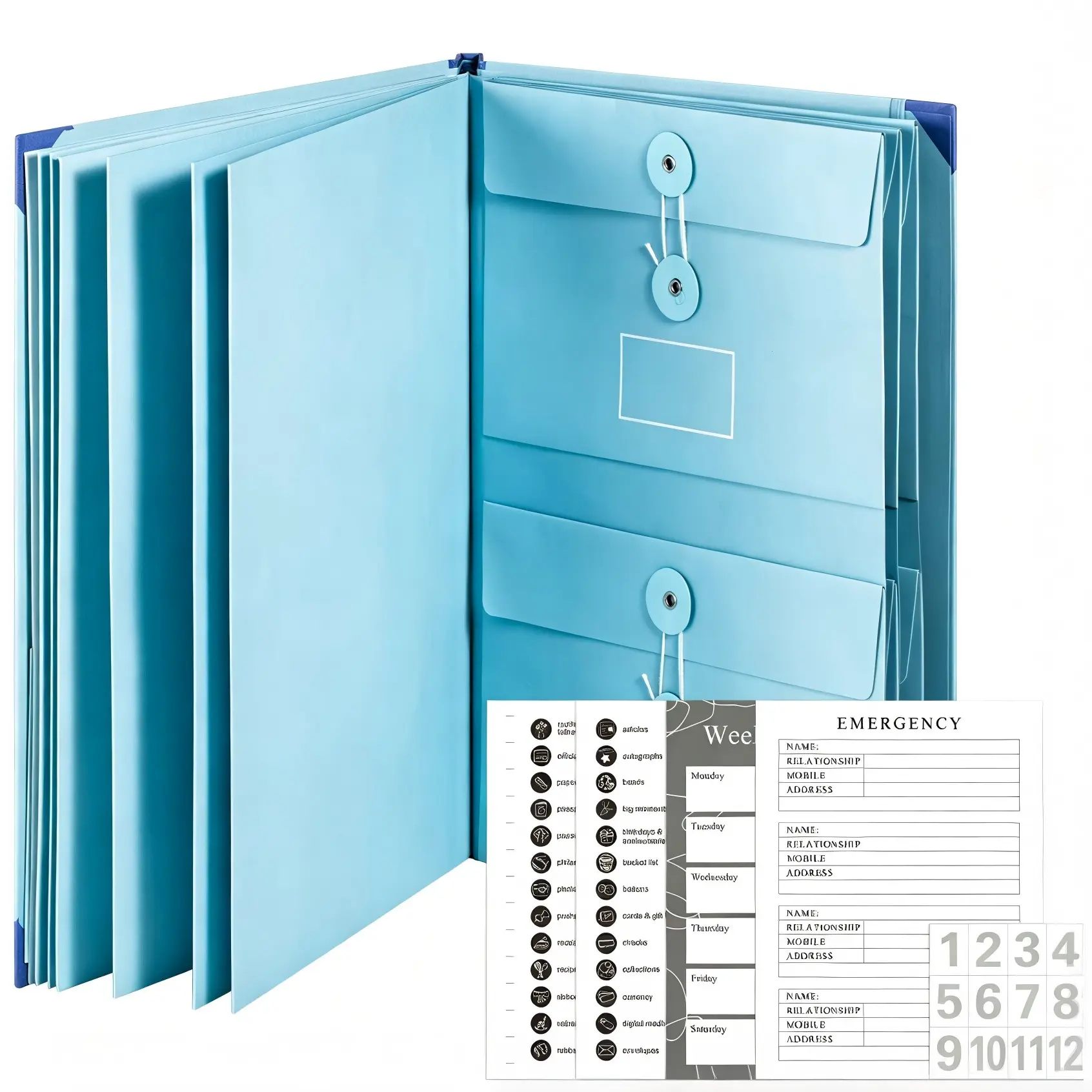 Family Document Organizer Binder, Emergency Vital Records Storage Folder, Multi Pocket Important Paper Holder For Birth Certificate, Passport, Social Card, Household Legal & Medical Paper Storage, File Organizer, Paperwork Organizer