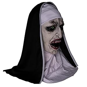 J.C Nun Scary Halloween Mask, The Nun Creepiest Latex Full Head Mask Spirit Gothic Supernatural horror Halloween Party Costume