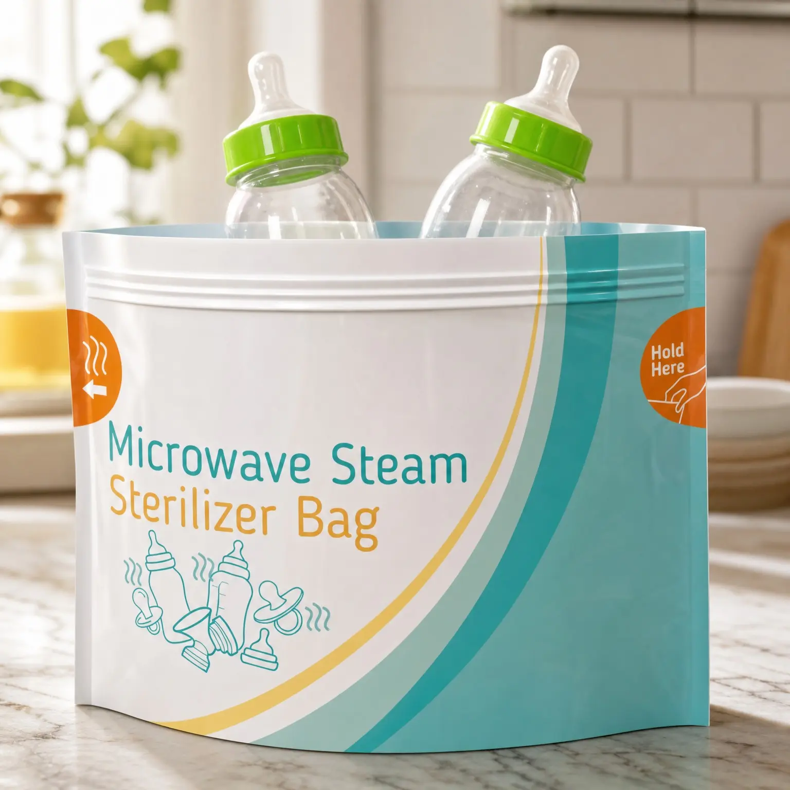 10 Pack Microwave Sterilizer Bags for Baby Bottles, Pacifiers & Breast Pump Parts – Portable Travel Sanitizer(Gift)