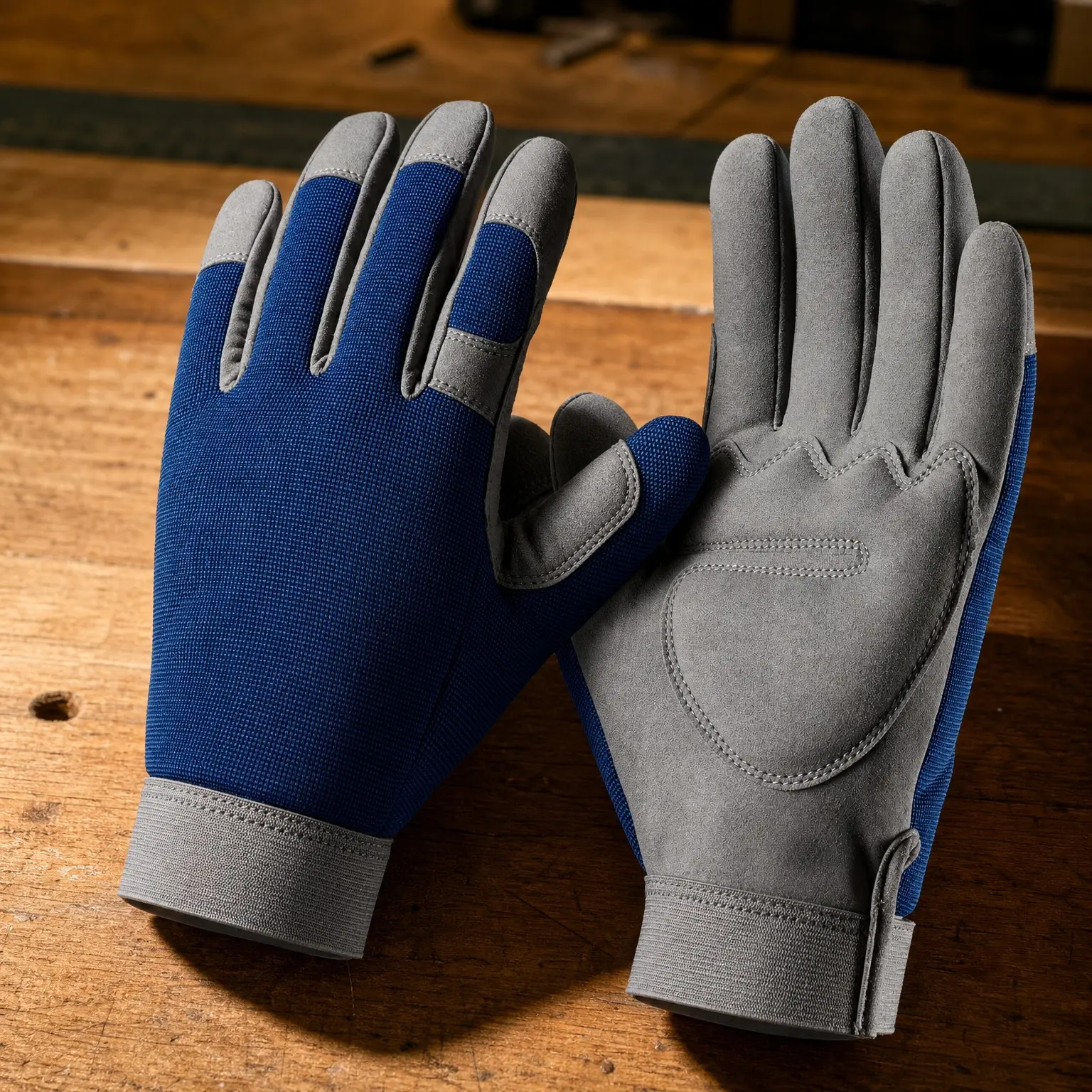 Thorn Proof Garden Gloves with Touchscreen Fingers for Men, Rose Pruning Work Gloves with Palm Cushion for Gardener, Farmer and Landscaper, Navy, 1 Pair, Large