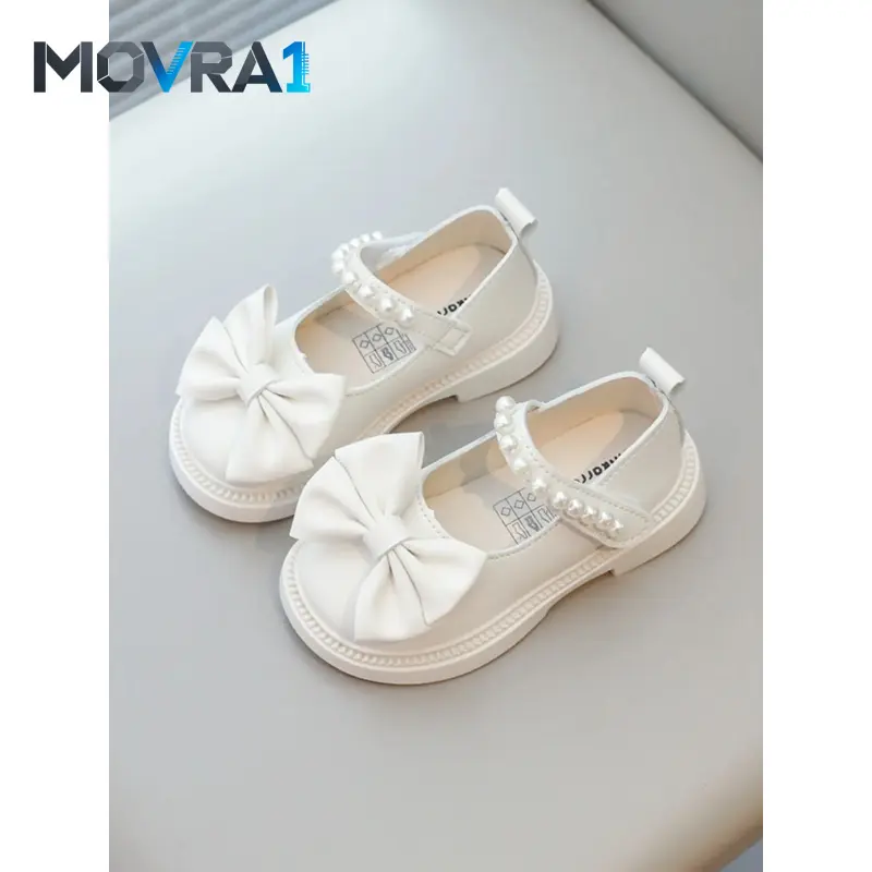 MOVRA1 Girls' Mary Flats Shoes, Toddler Flats, Princess Style Pearl Lace-Up Design, Little Girls Dress Shoes, Non-Sole Kids, All Season Comfortable Footwear, Fashion Flat Shoes, Flat Bottom Shoes