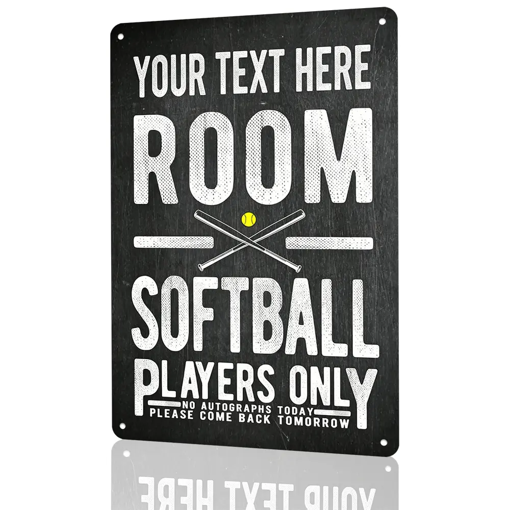 Custom Name Softball Room Cross Bat Softball Metal Sign 12×8 Vintage Black Chalkboard Waterproof Flat Aluminum Wall Decor Softball Player Lovers Backyard Game Nook Hanging Personalized Holiday Birthday Gift