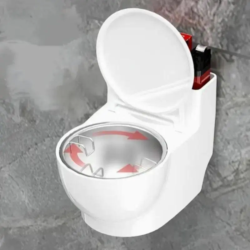 2026 Creative Toilet Shaped Ashtray With Lid, Dual-Use Wall Mounted And Tabletop Holder For Bathroom And Living Room Storage, Matched With Portable Lighter Accessory