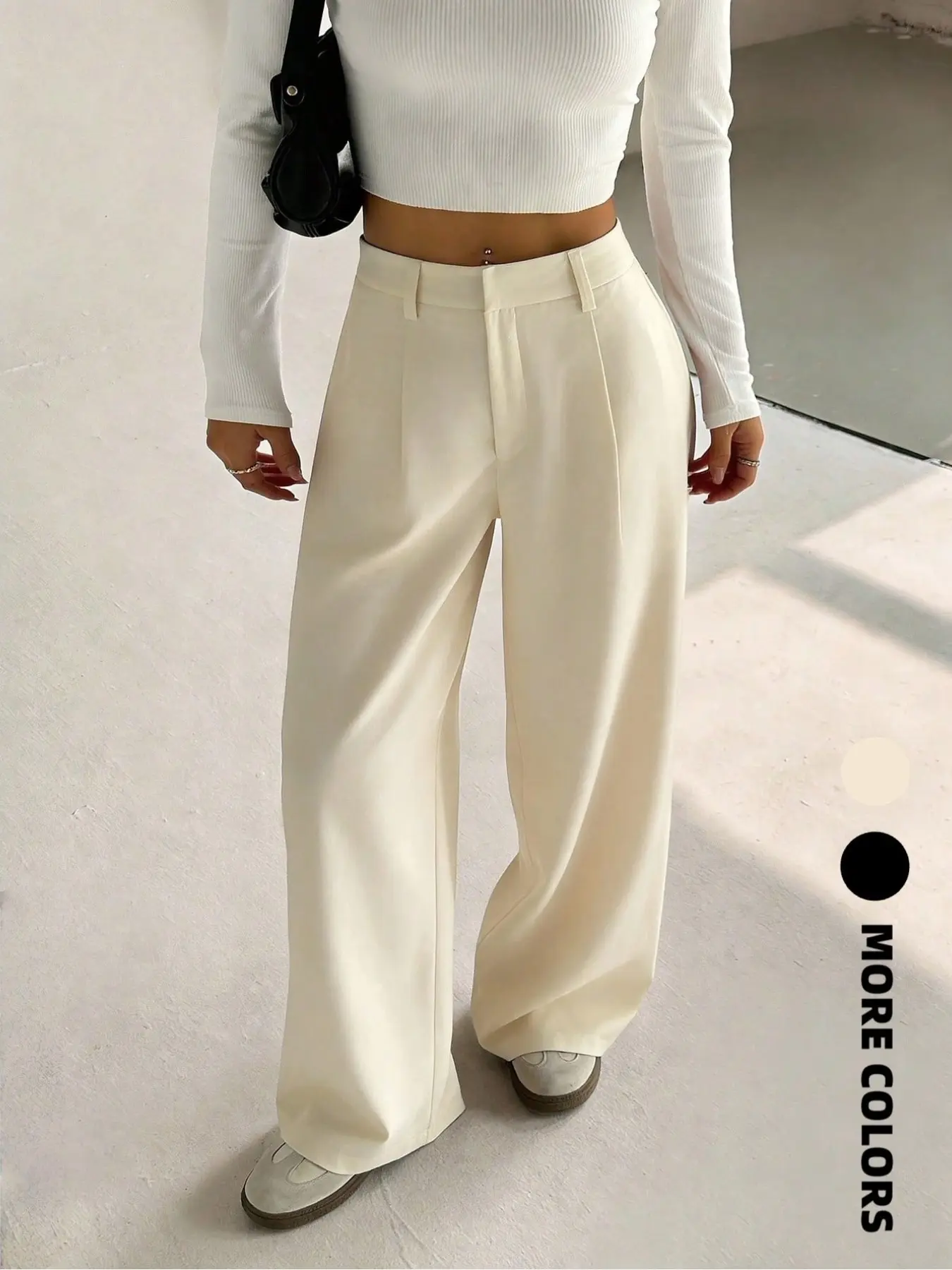Women's High-End Elegant Business Casual Wide Leg Pants, Four Seasons Female Clothing, Stylish and Comfortable, Perfect for Office and Leisure, Bottoms
