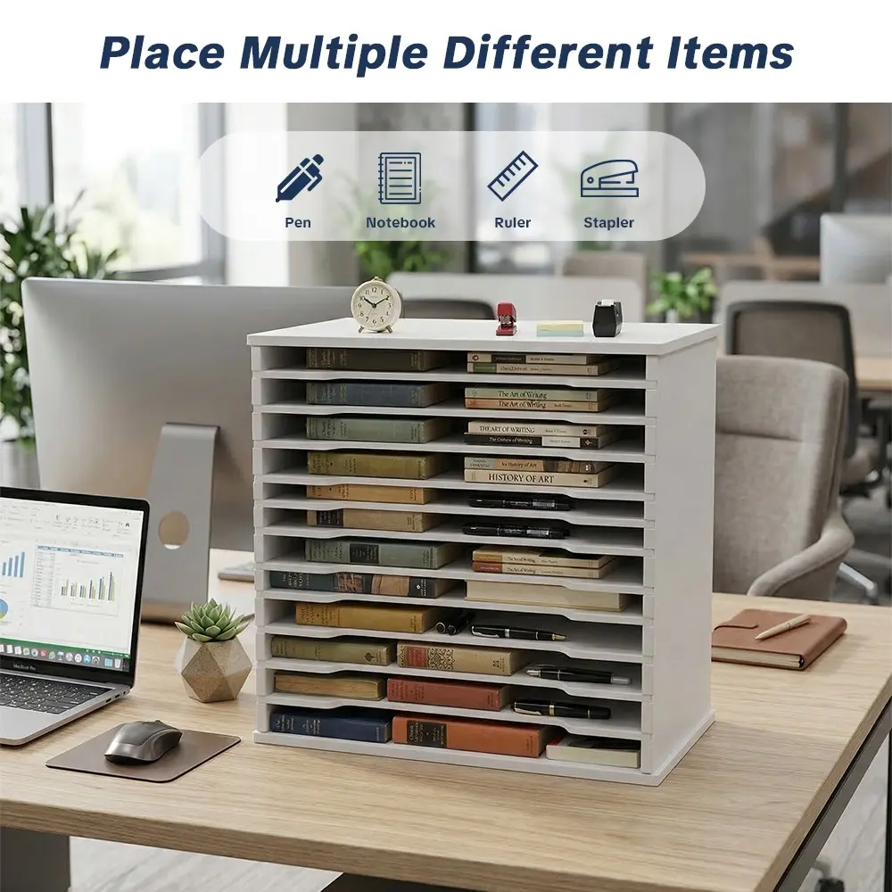 File Rack Storage Box File Frame Book Stand Multi-Layer Document Holder Display Shelf A4 Paper Multifunctional Organizer Office Desk Accessories Organizer
