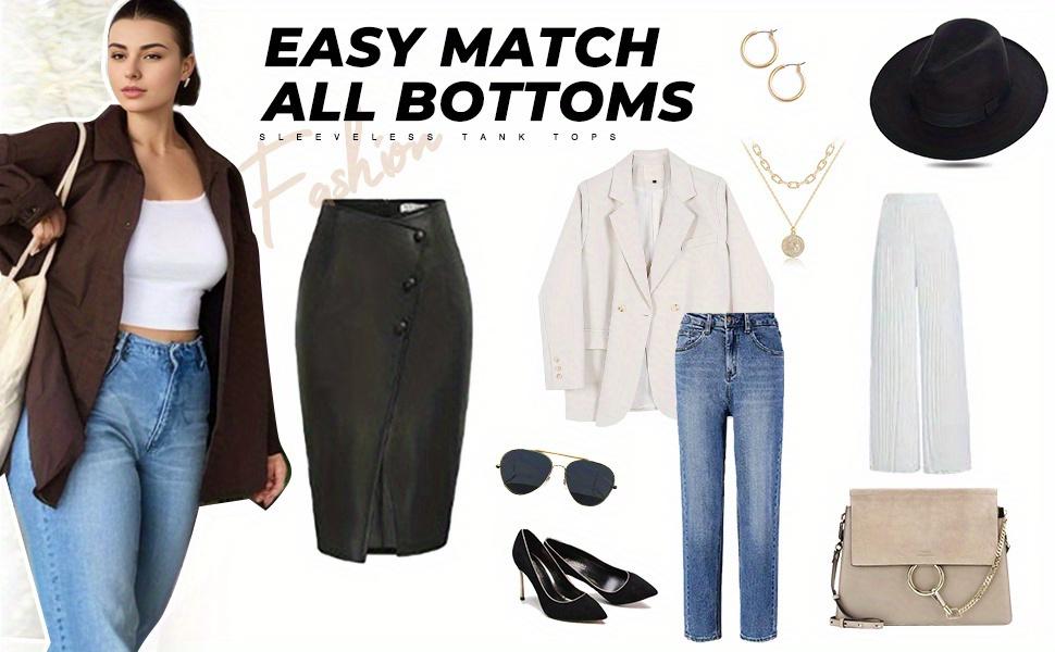 3-4 women's vests, U-neck sleeveless short tops, basic short I-shaped vests, outdoor tops and sports shirts