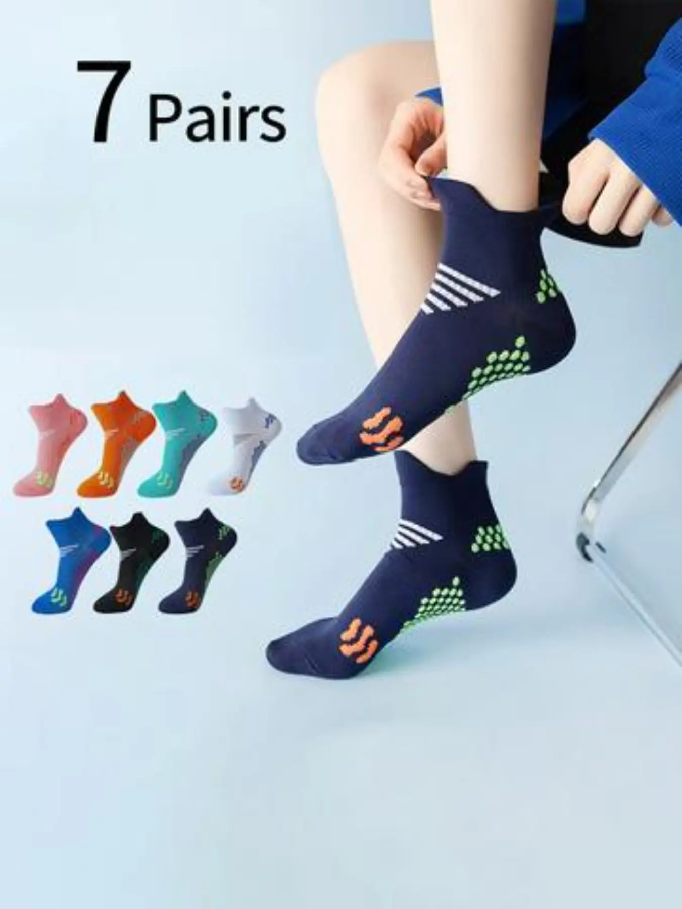 7 Pairs Professional Running Socks, Outdoor Hiking Climbing Socks, Basketball Socks, Low Top Ankle Socks, Shock Absorption, Anti-Slip, Breathable