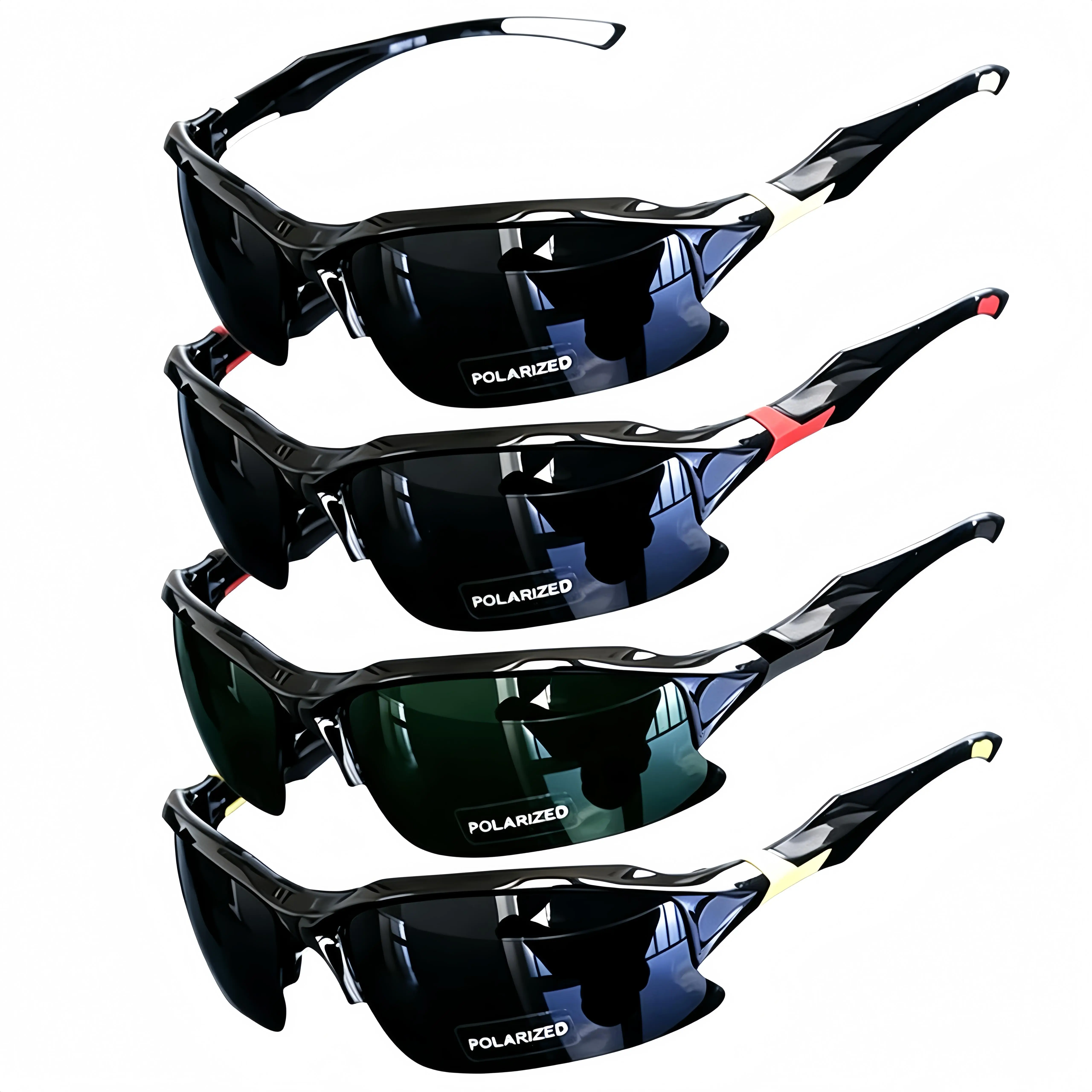 4-Pack Polarized Sunglasses for Male & Female - Rimless, Lightweight, Windproof Multi-Sports Eyewear with Polarised Lens, Ideal for Driving, Square/Cat Eye/Oversized Styles, Adult Gifts