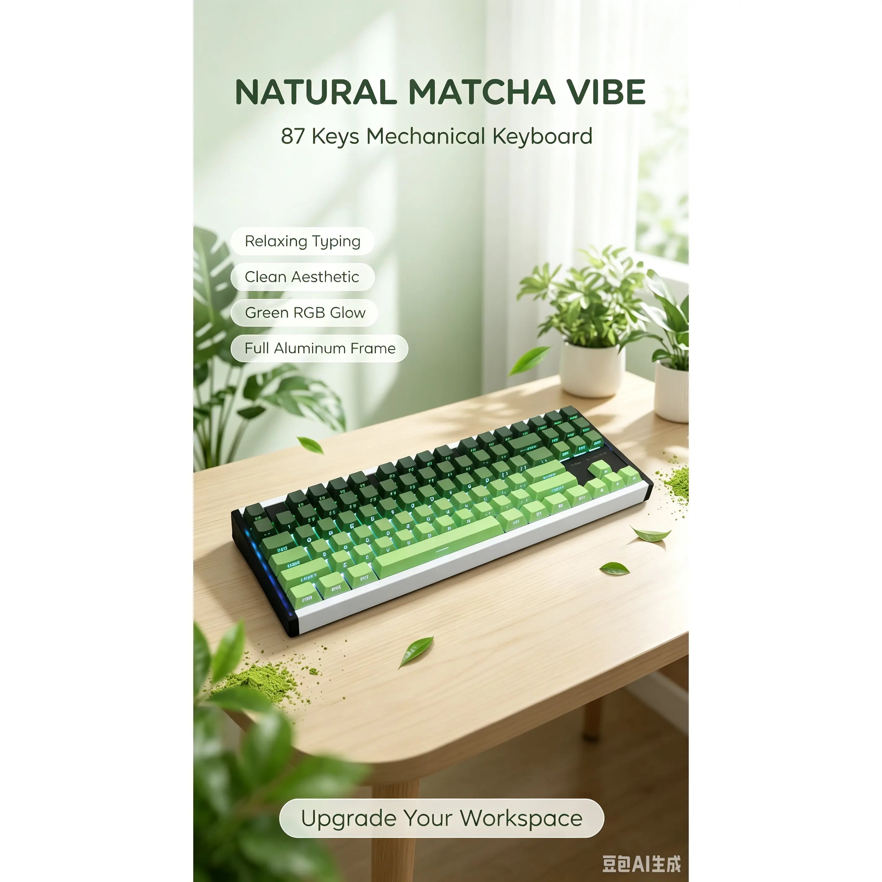 Smooth & Crisp: Matcha Mechanical Keyboard – CNC Aluminum, Hot-Swappable Switches, Great for Work & Play (Windows/Mac) gaming keyboard custom keyboard