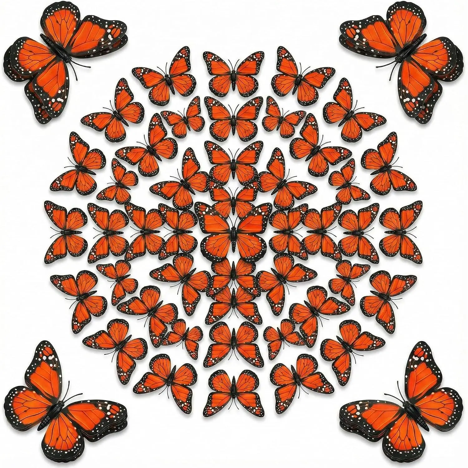 48 count Monarch Butterfly Decorations, Realistic Artificial Butterflies for Wall Decor, Colorful Butterfly Crafts for Wedding, , Birthday Party & DIY, 1.6 in