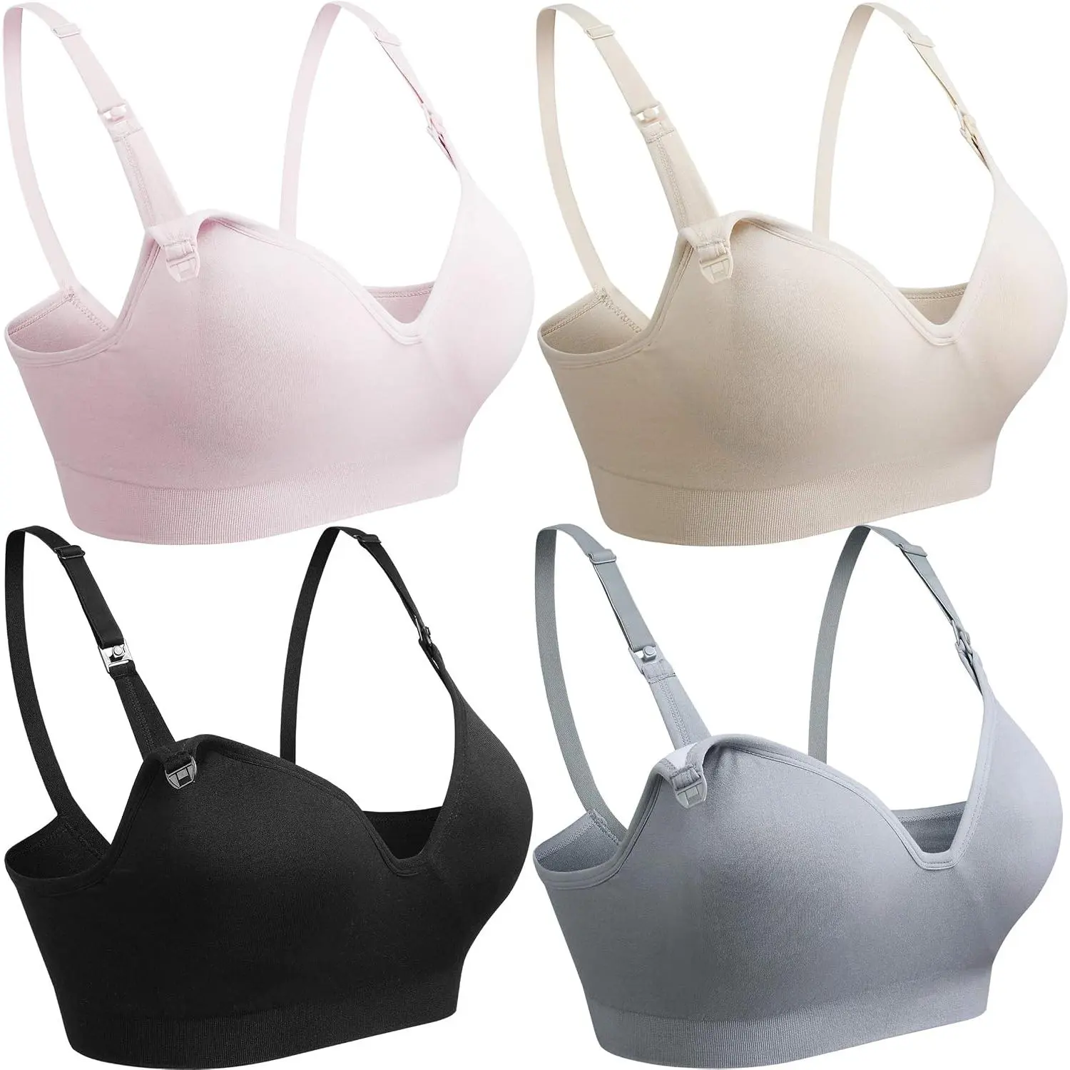 Women's Sleeping  Maternity Bra Push up Wirefree  Bra 3 Ro 4Pack