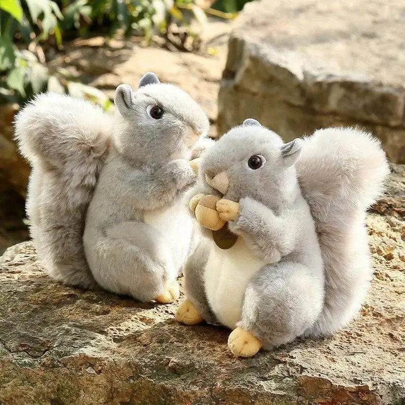 20cm Simulation Squirrel Stuffed Animal - Soft Stuffed Doll, Soft Huggable Toy Holding Pine Cones, Cute Gift for Children’s Holidays