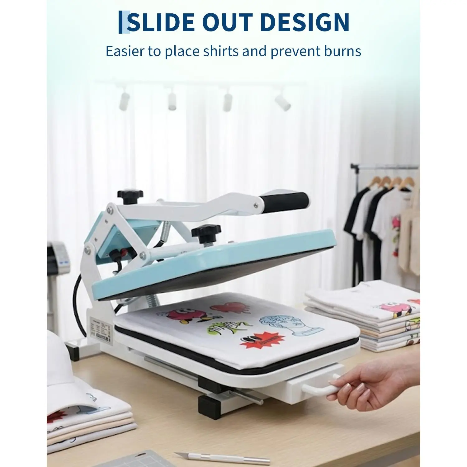 15x15" Heat Press Machine – Professional Slide-Out Sublimation & Vinyl Transfer – Industrial Digital Printmaker for T-Shirts