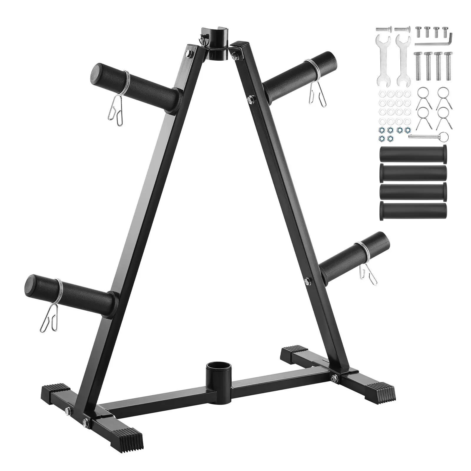 VEVOR Weight Plate Rack, A Frame Weight Plate Tree for 2-Inch Weight Plates, Standard Weight Plate Tree, 300 lbs Load Capacity Weight Storage Holder, Home Gym Barbell Rack Storage Stand, Black