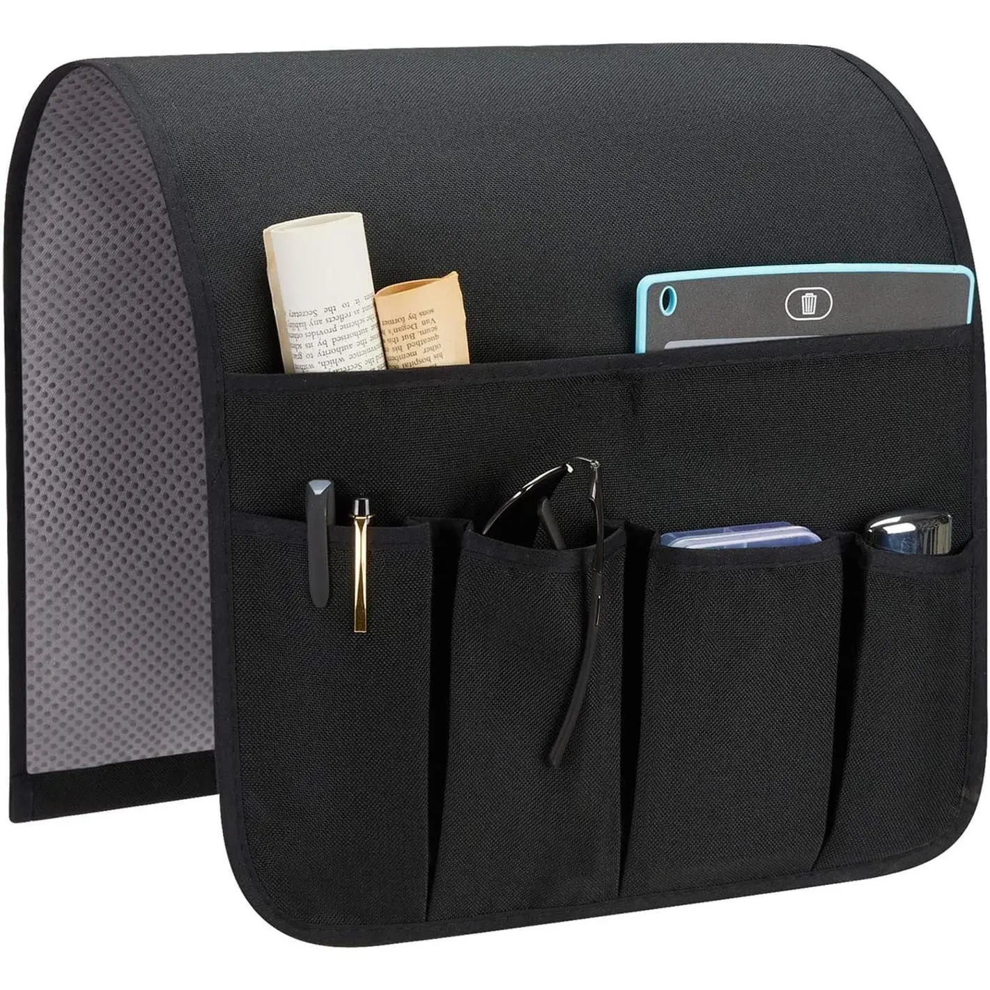 Sofa Armrest Organizer Remote Control Holder for Recliner Couch, 5-Pocket Arm Chair Caddy for Magazine, Tablet, Phone, iPad
