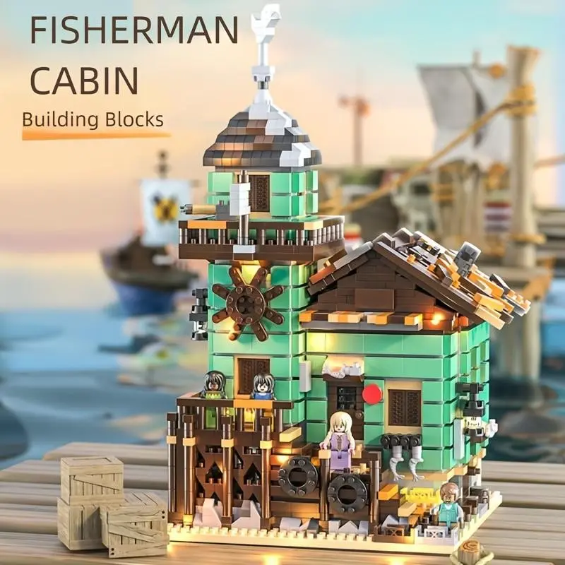 1 Nano Block Architecture Coastal Fishing Village Set, Old Bait Shop Assembly Bricks, Educational Hobby Building Kit for Kids Teens Adults Age 12 14 16 18+, Present 2026 Mega Promotion Idea