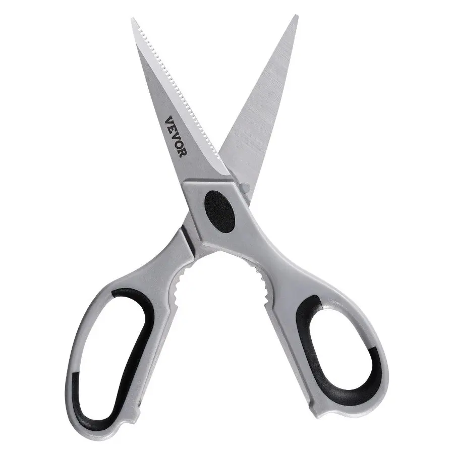 VEVOR Kitchen Scissors 2-Piece Set, Durable Stainless Steel Blades Shears with Sheaths, Heavy-Duty Cooking Shears with Soft Grip Comfort Handle, Meat Cutting Hand Tool (Cyan+Grey), Two Piece Set