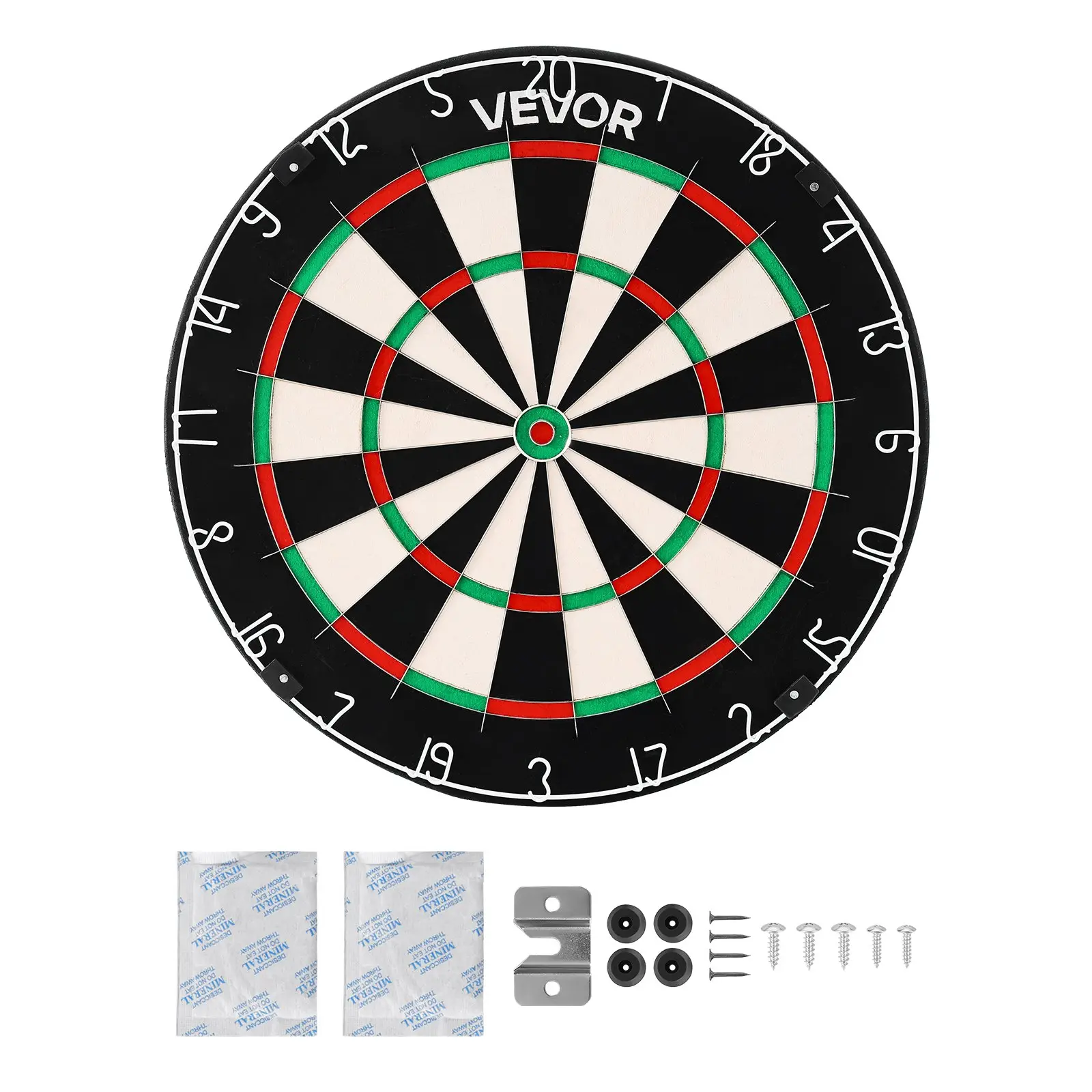 VEVOR Dart Board - High-Grade Self-Healing Sisal Fiber Dartboard, Staple-Free Bullseye, Blade Wire Rotating Number Ring, 17.7" Standard Size Wall-Mount Dartboard with Easy Install for Home Parties (Darts Not Included), Rotating Rings, Dart Sport