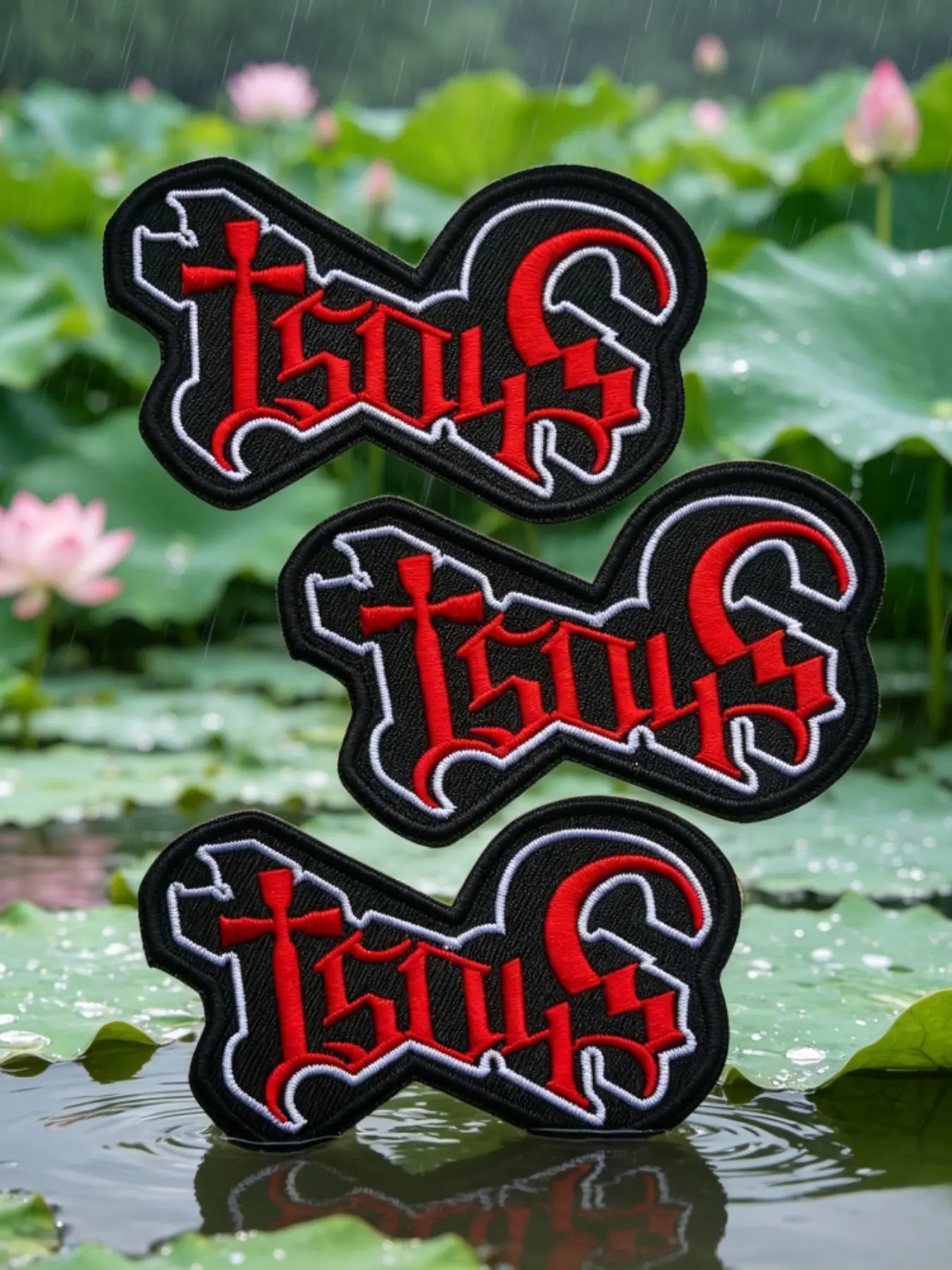 3 Gothic Embroidered Patch Set, Irregular Shape, Iron-On or Sew-On, for T-Shirts, Jackets, Hats, Backpacks, Punk & Goth Lovers