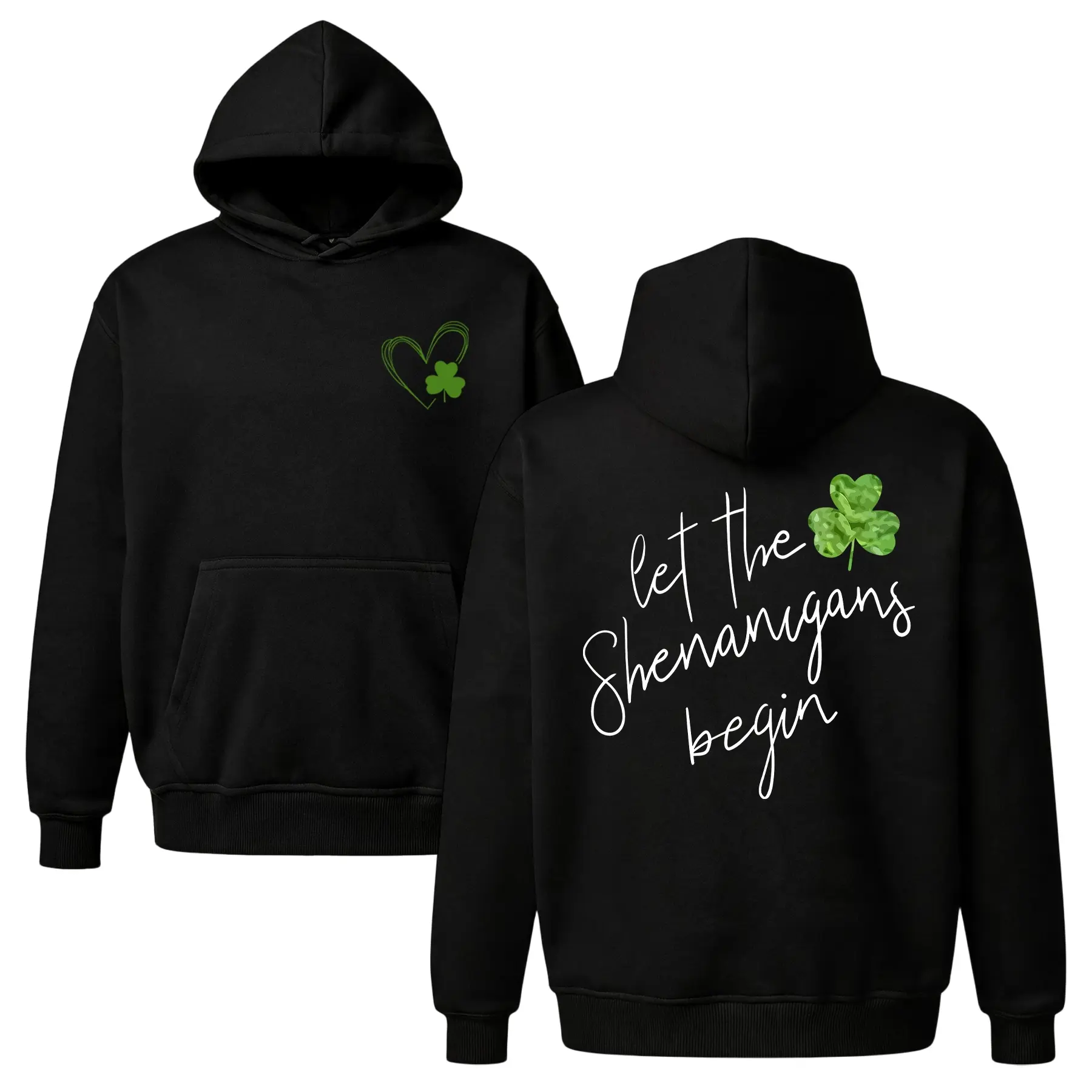 St. Patrick's Day Shenanigans Hoodie |   Green Shamrock Graphic Sweatshirt |   Cozy Unisex Fleece Party Outfit