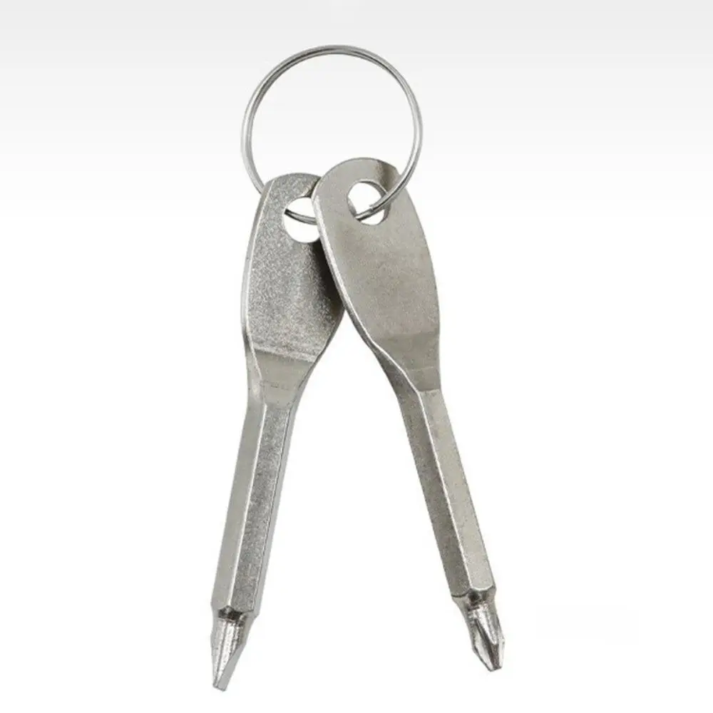 2 Pcs Portable Mini Screwdriver Keychain, 7 x 2.5cm Cross & Flat Screwdriver Key Ring, High Quality Hardware Tool for Camping & Daily Use