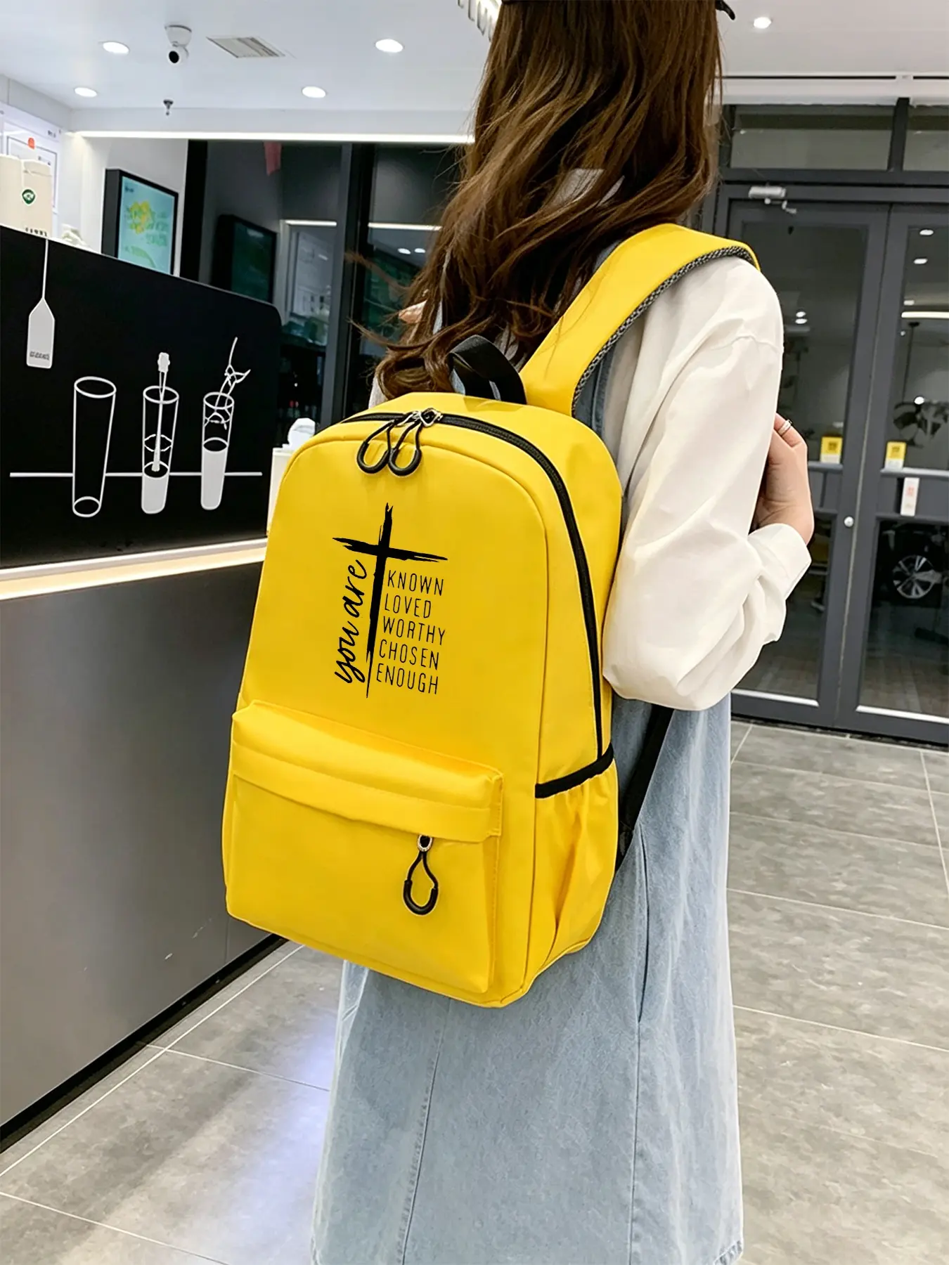 Faith Cross Patterned Stylish Commuter Backpack, Ergonomic and Pressure-relieving Shoulder Straps, Lightweight Casual Daypack Laptop Bag, Suitable for Work, Daily Commutes, and Travel, Casual Daypack Backpacks