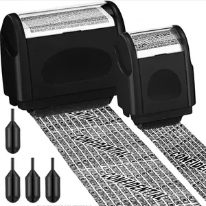 2-Pack Privacy Protection Roller Stamp, Identity Theft Prevention Seal, 4 Ink Refills, Personal Info Blocker, Address ID Data Security