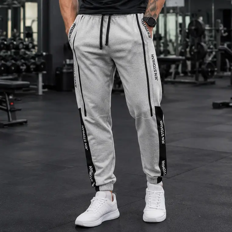 Men's Streetwear Sweatpants Contrast Piping Letter Print Joggers Elastic Drawstring Waist Cuffed Track Pants Casual Sports Trousers Male Fashion Clothing Apparel cozy soft cool clean chic active sporty casual premium classic stylish durable comfy 4-Colors