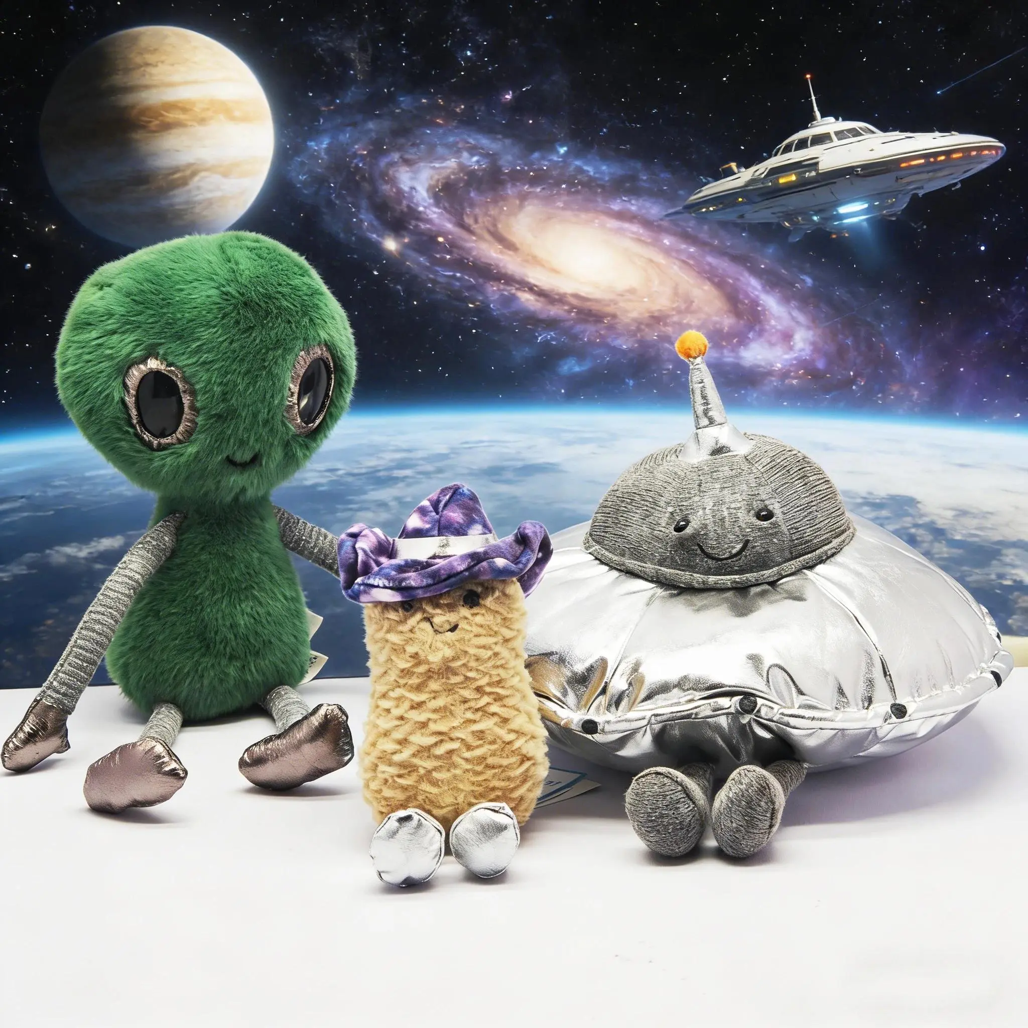 2026 new hot item  Latest JC UFO Alien Space Peanut Plush Toy with Tag, Soft UFO Plush, Cartoon Alien Doll, Birthday Gift, Home Decor