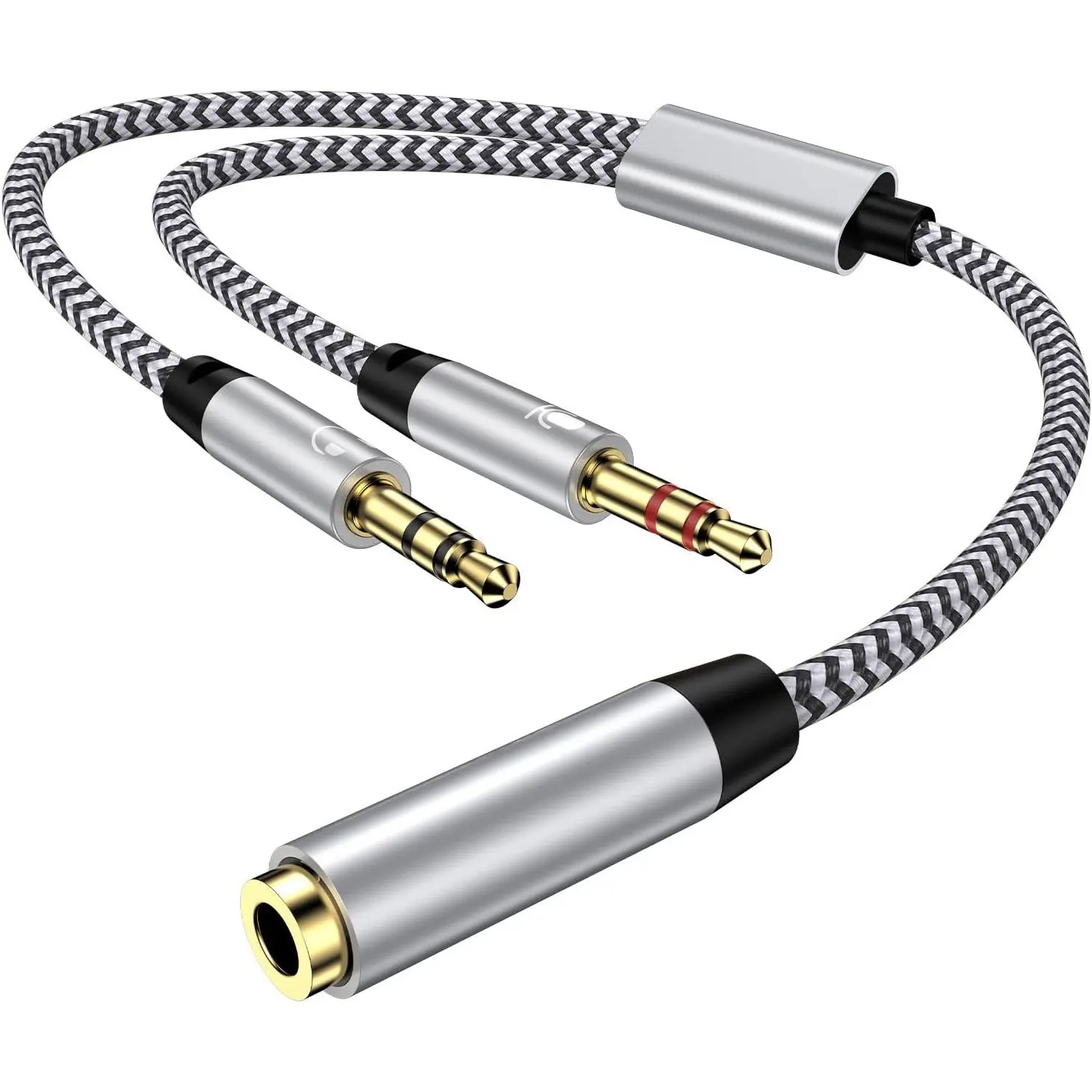 Headphone Splitter for PC, 3.5mm Splitter Female for 2  3.5mm Male 2 in 1 Mic Audio Splitte,Aux Microphone Y Splittor  Headset Jack Adapter Dongle Cord for PC Gaming Speaker Laptop