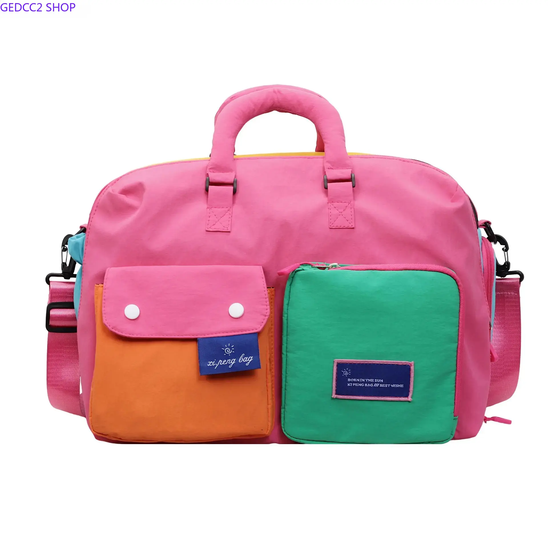 Casual Color Block Convertible Duffle Bag for Students, Large Capacity Foldable Weekender for Travel with Wet and Dry Pocket, Perfect Travel Bag, Travel Duffels
