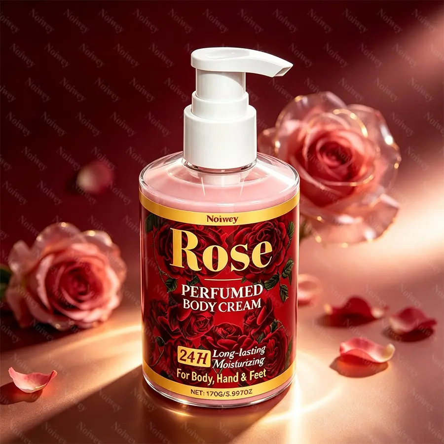 170g Rose Hydrating Body Cream, Deeply Moisturizing, Rose Blossom Scent, Collagen & Vitamin E nicotinamide,Infused for All Light Beige Types, Long-Lasting Moisture, Evens Out Tone, Firms Thighs, Arms, Hands, Perfect for gifting, travel, Light Beige Care