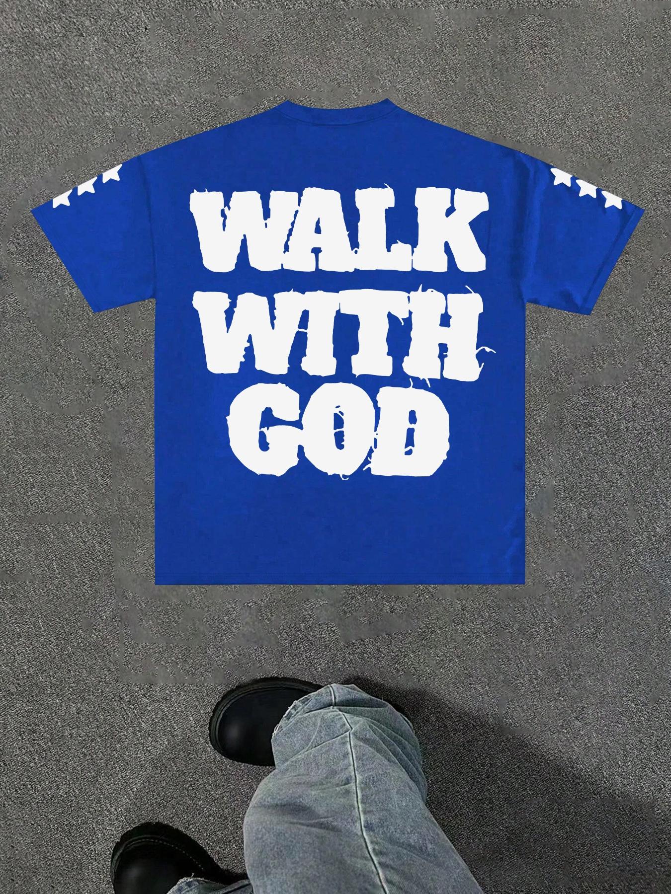 Men's Star & Letter Print Round Neck Tee, Regular Fit Casual Short Sleeve Crew Neck T-Shirt for Summer, Fashion Men's Top for Daily Wear, Casual Style Tee