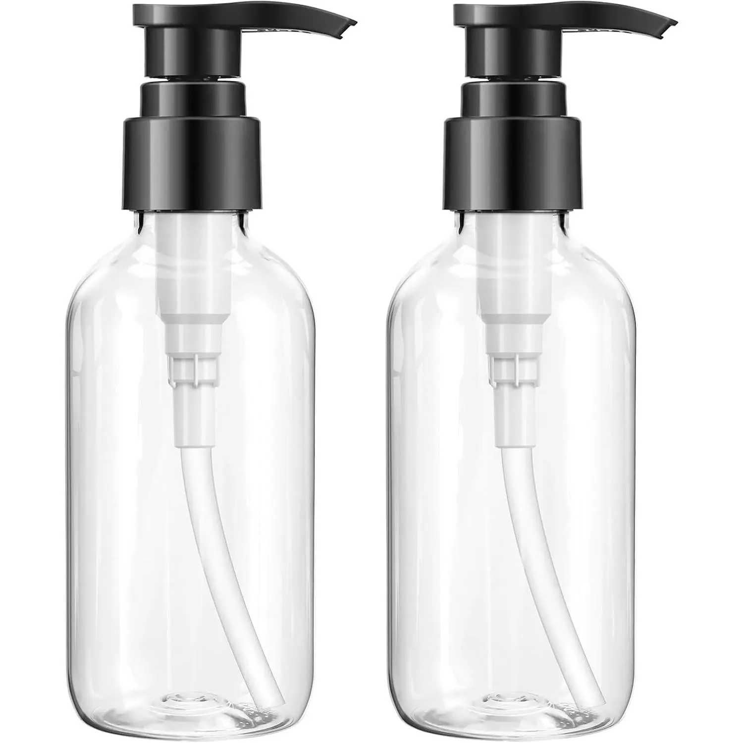 Empty Pump Bottle Dispenser Clear 2 Pack 150ml/5oz Plastic Liquid Soap Dispensers,  Refillable Container for Essential Oil Shampoo Lotion
