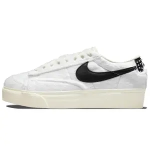 Nike Blazer Platform Women's Low-Top Sneakers with Rivet Detail in White Verifiable, with credentials and supporting global authentication