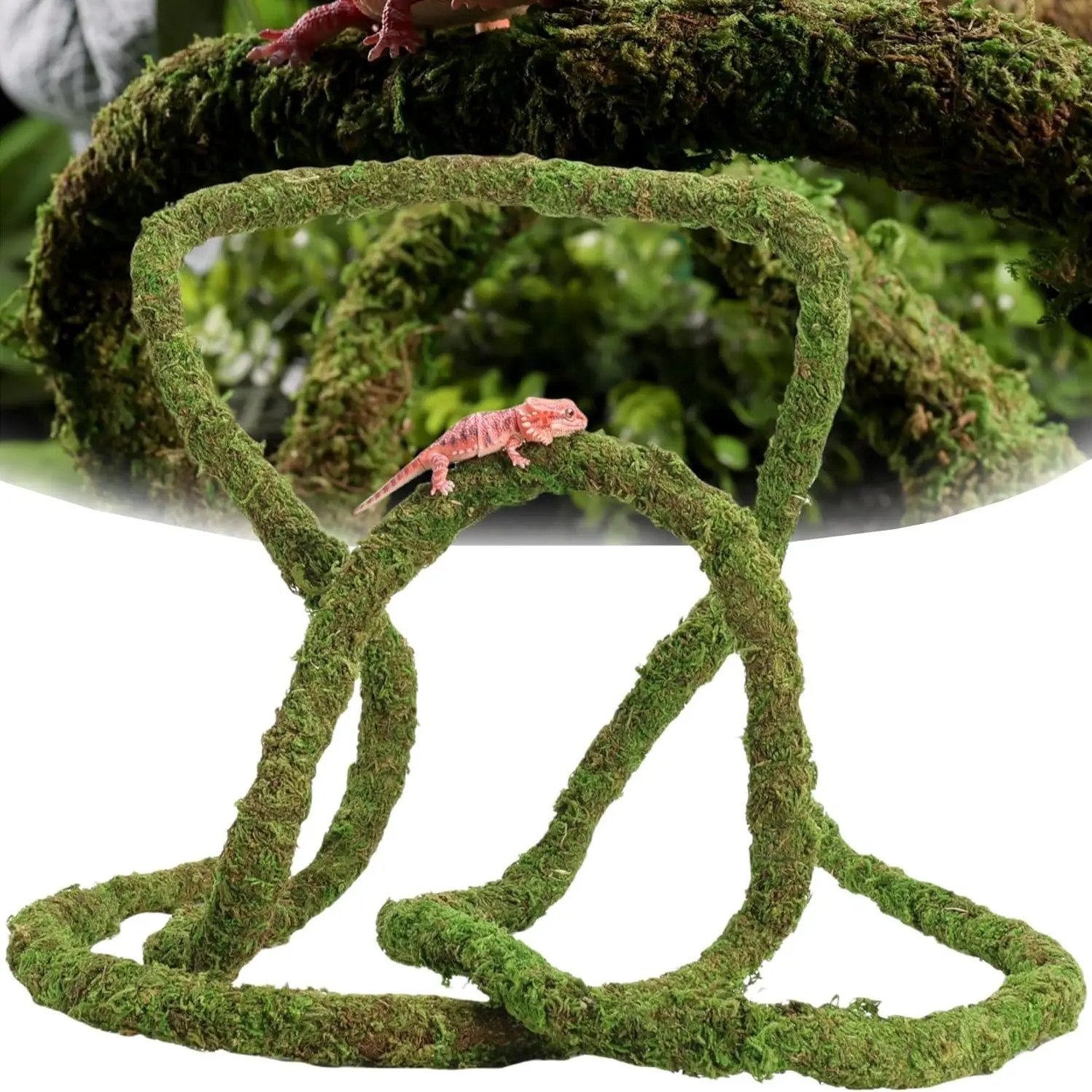 Artificial Moss Vine for Reptiles, Bendable Climbing Vines, Reptile Tank Accessories, Jungle, Leopard Gecko, Lizard, Snake, Chameleon, Frog Decor