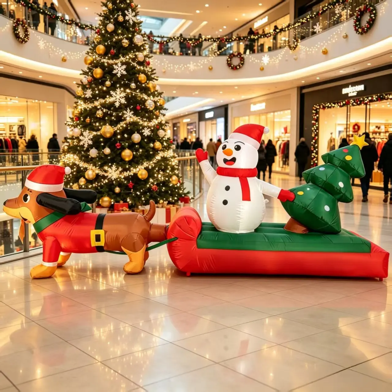 Waterproof LED Pug Sled Christmas Inflatable Yard Decoration, Outdoor Waterproof Lighted Pug Sled Christmas Ornament, Festive Holiday Decor