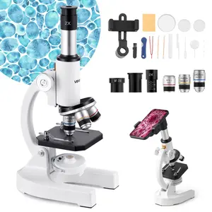 【DealsForYouDays】VEVOR Microscope for Kids Adults, 40X-2000X Professional Compound Microscope Mobile Phone Adapter with LED Light, for Laboratory, School, Home, Education